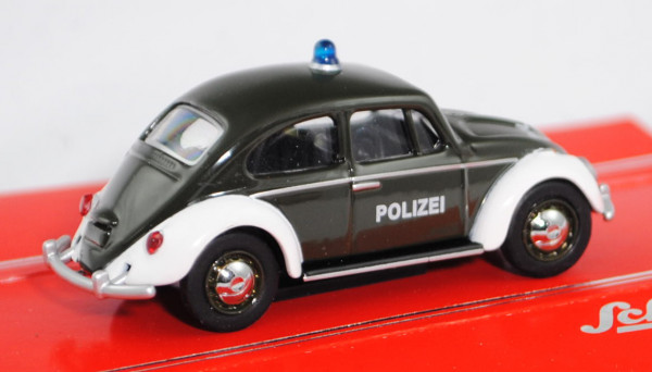 VW Käfer 1500 Limousine Polizei (Typ 11, Modell 1966-1967), flaschengrün/reinweiß, POLIZEI, Schuco,
