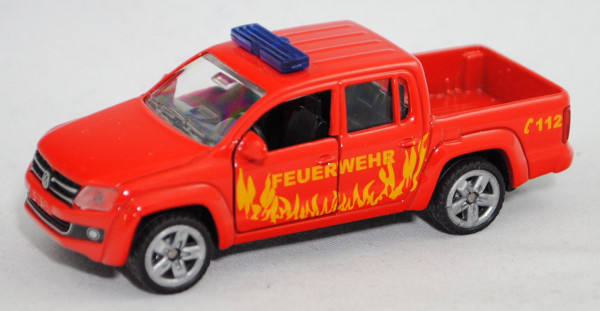 00000 VW Amarok 2.0 TDI DoubleCab (Modell 2010-2012) Feuerwehr, rot, FEUERWEHR C 112, SIKU, 1:61