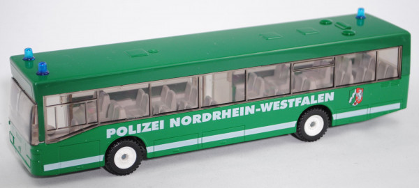00002 Mercedes-Benz O 405 N Polizei-Info-Bus, grün, ohne Druck auf Dachoberkante, NRW, SIKU, L15 m-