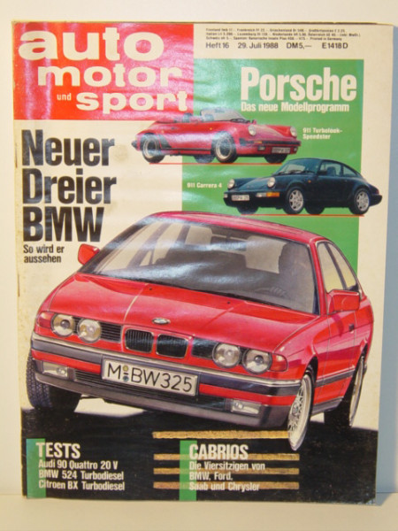 auto motor und sport, Heft 16, 29. Juli 1988, Zeitschrift war feucht gelagert