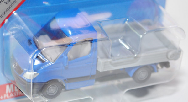 00000 Mercedes Sprinter Transporter mit Pritsche, hell-signalblau/silbergrau, P29e (Druckfehler)