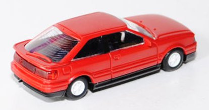 Audi Coupé (B3, Typ 89C), Modell 1988-1991, feuerrot, innen saphirblau, Felgen reinweiß, Rietze, 1:8