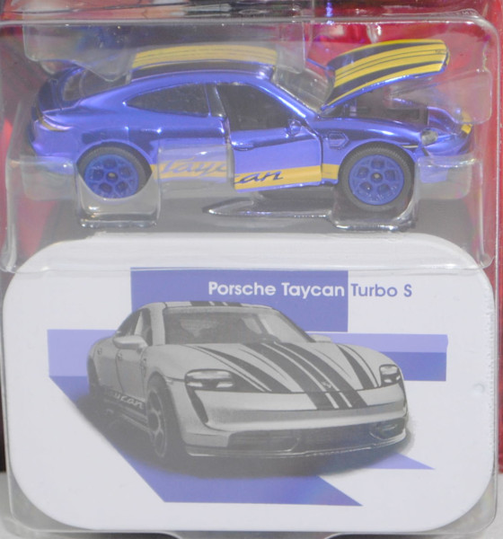 Porsche Taycan Turbo S (1. Gen., Typ 9J1, Mod. 2019-), ultramarinblaumet., majorette, 1:63, Blister