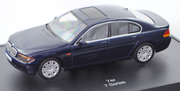 BMW 735i / 745i (E65, Mod. 01-05), toledoblau, Nummernschild beschädigt, Minichamps, 1:43, mb