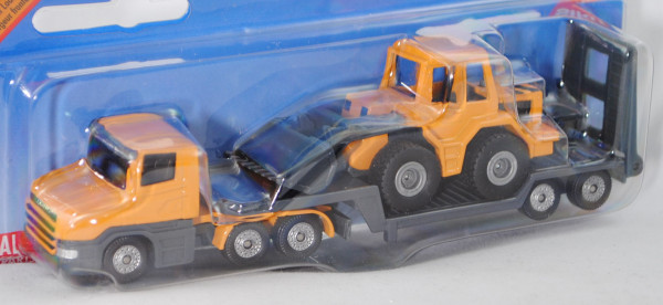 00001 Scania CT14 (Typ Serie 4, T-Fahrerhaus, Basis, Modell 1995-2004) Tieflader mit Frontlader, chr