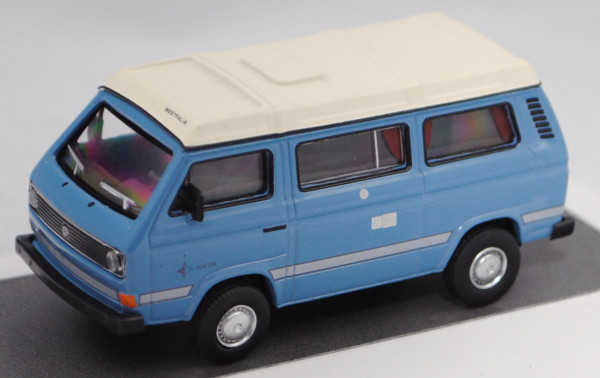 VW Transporter T3 Camping JOKER (Typ 2-Modell '80, Mod. 1979-1983), hell-fernblau, Schuco, 1:64, mb
