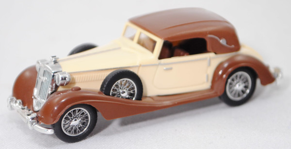 Horch 853 Sport-Cabriolet (Modell 1935-1939), hell-elfenbein/dunkel-rehbraun, Busch, 1:87, PC-Box