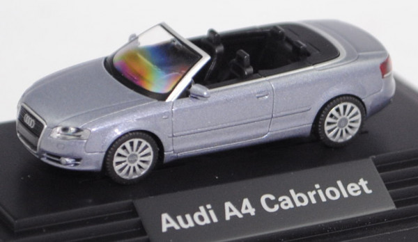 Audi A4 Cabriolet 3.2 FSI quattro (B7, Typ 8H, Modell 06-09), akoyasilber metallic, Wiking, 1:87, mb