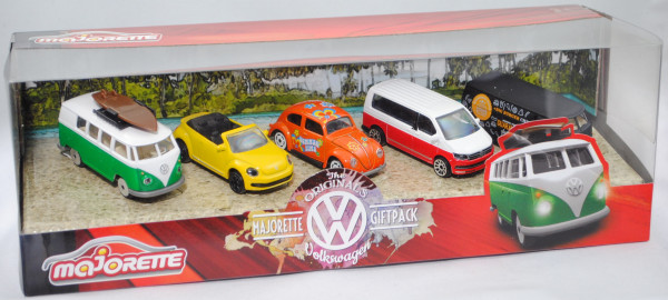 Volkswagen Giftpack (5 Modelle): T1 Kleinbus + Beetle Cabriolet + Beetle / Käfer + T6 Multivan + T1