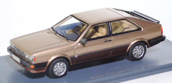 Audi Coupé GT (B2, Typ 81C), Baujahr 1981, Modell 1980-1984, goldmetallic, NEO, 1:43, PC-Box