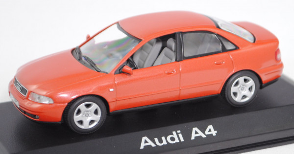 Audi A4 1.8 (B5 Facelift, Typ 8D, Mod. 1999-2000), jaipurrot perleffekt, Minichamps, 1:43, Werbebox