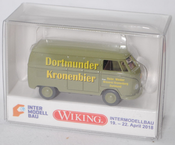 VW Transporter T1 Kastenwagen, grün, Dortmunder / Kronebier, Wiking, 1:87, mb (INTERMODELLBAU 2018)