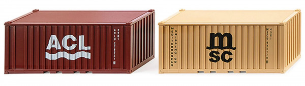 Zubehörpackung - 20' Container (Modell 1965-2022), Inhalt: Container gelb + rot, Wiking, 1:87, mb