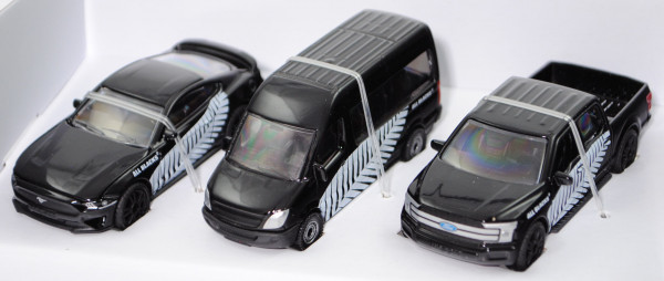 80401 NZ All Blacks Team Vehicle Set: Ford Mustang+Mercedes-Benz Sprinter+Ford F-150, SIKU, L17mpP