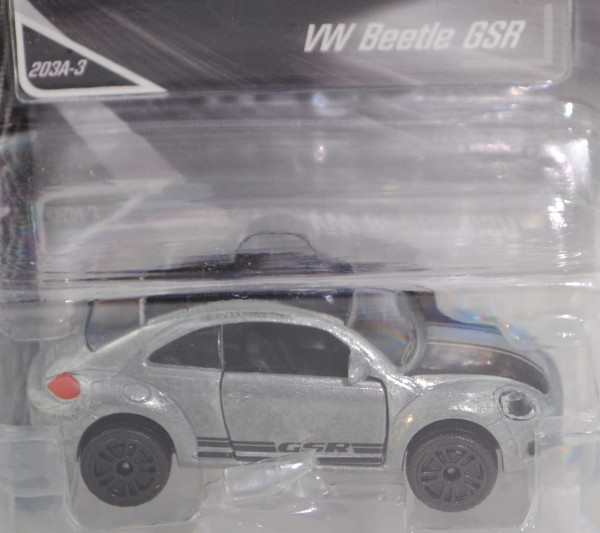 VW Beetle GSR (Typ 5C, Modell 2013-) (Nr. 203 A), silbergraumetallic, majorette, 1:60, Blister